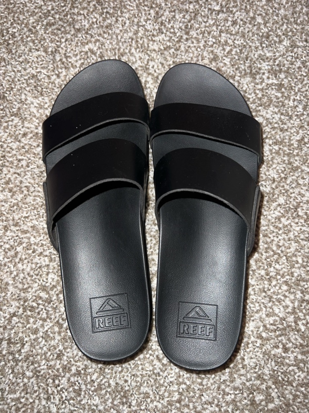 Reef Black Platform Slide Sandals